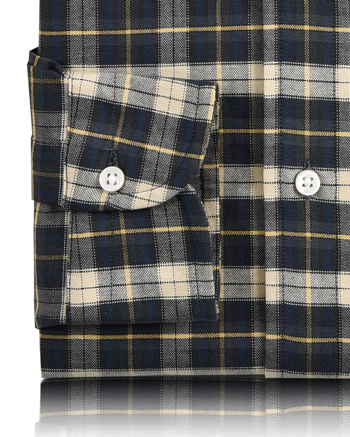 Bottle Green Navy Cream Tartan Checks Shirt - 3