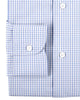 Close up cuff view of custom check shirts for men by Luxire blue pink and white