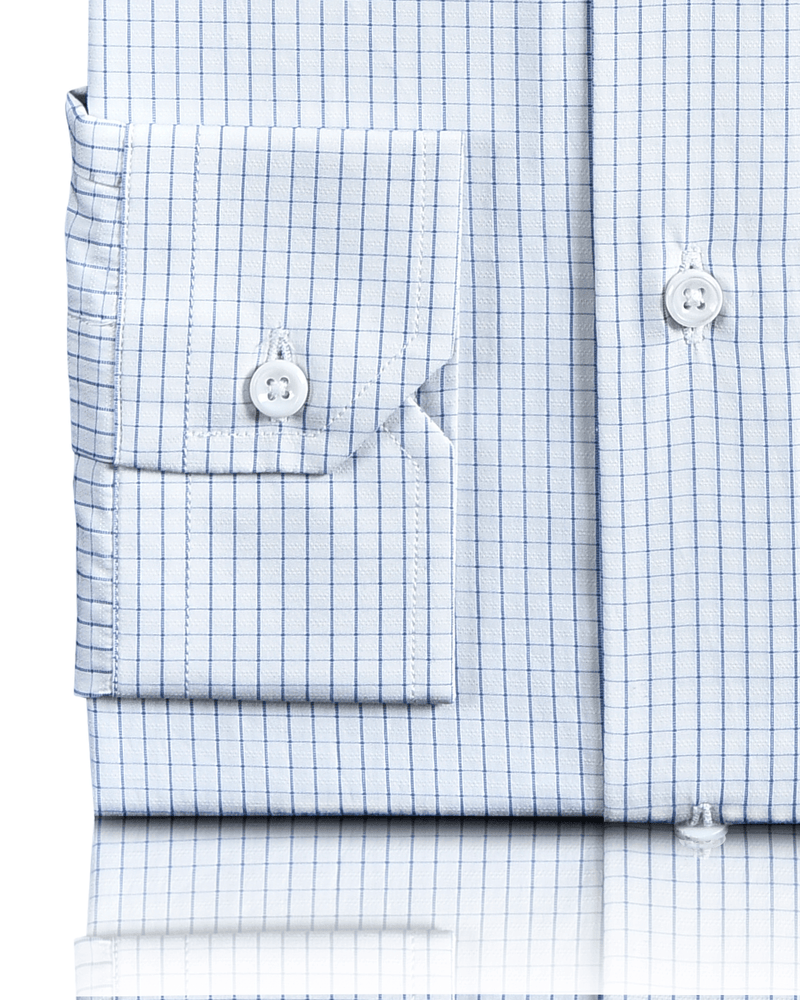 A Touch of Silk:Blue Graph Checks: Natural Wrinkle Free