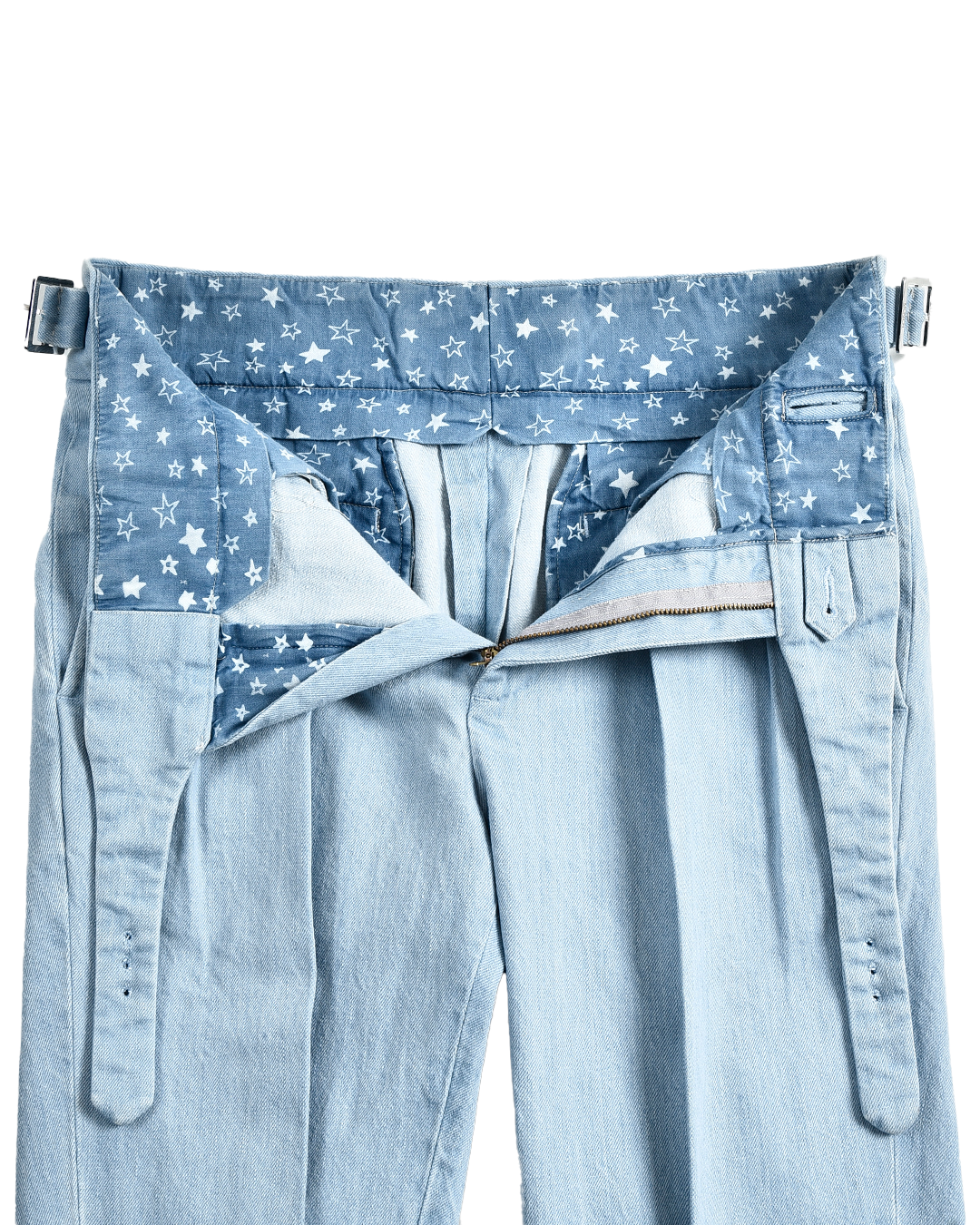 Gurkha Pant in Fade Washed Blue Selvage With Turquoise Tint - 5