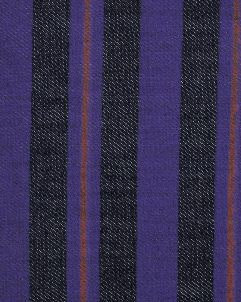 Purple Stripes On Indigo Denim Jeans