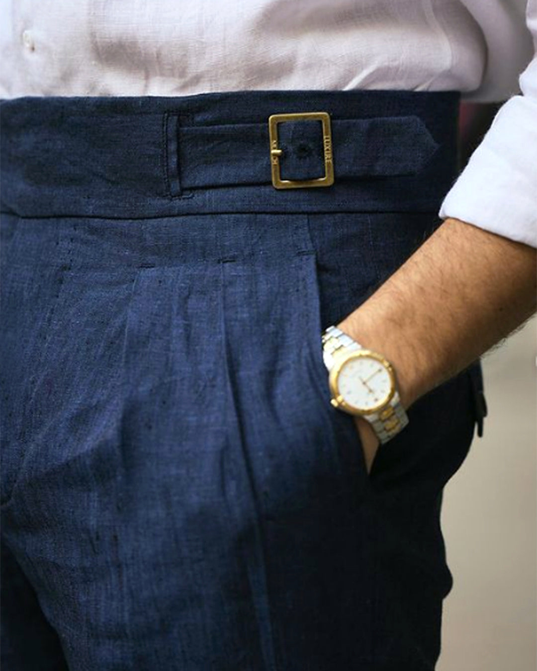 Gurkha Pants in Linen Dark Indigo - 7