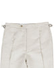 Front view of custom linen pants for men by Luxire in cream