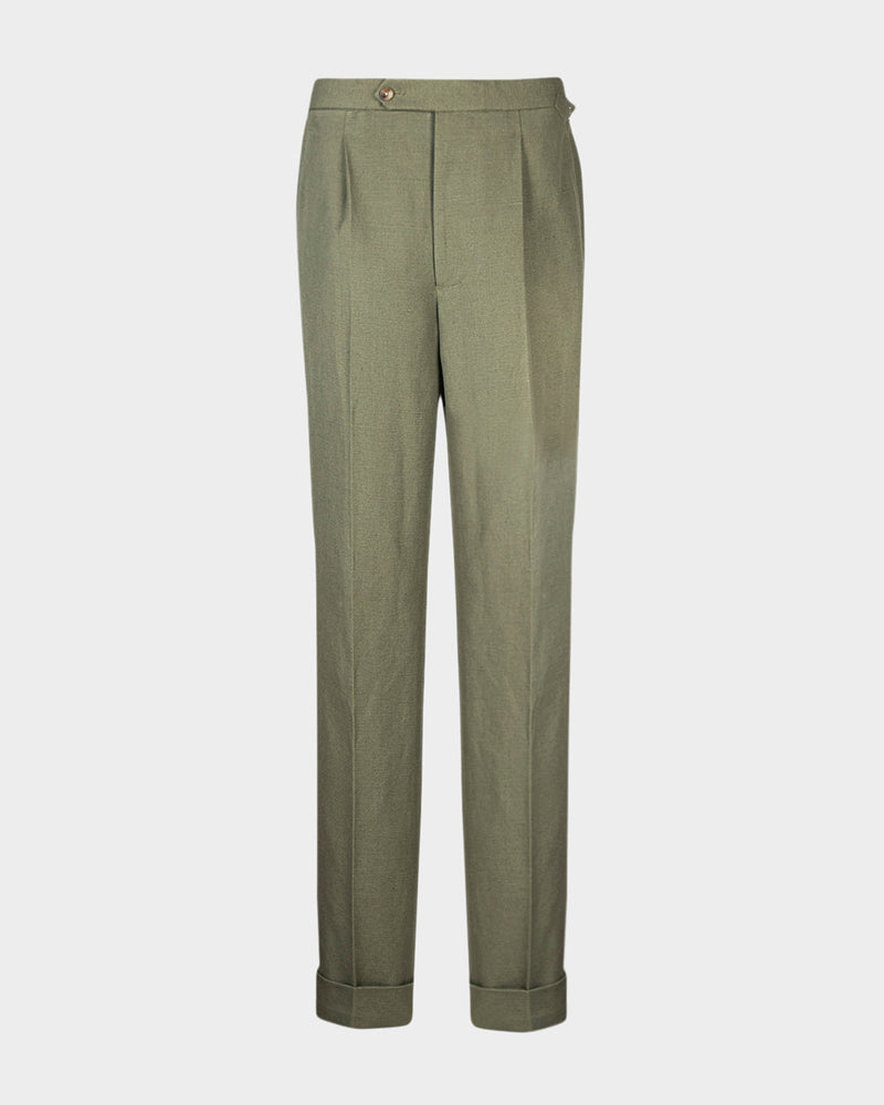 Linen Cotton Canvas: Olive Pant