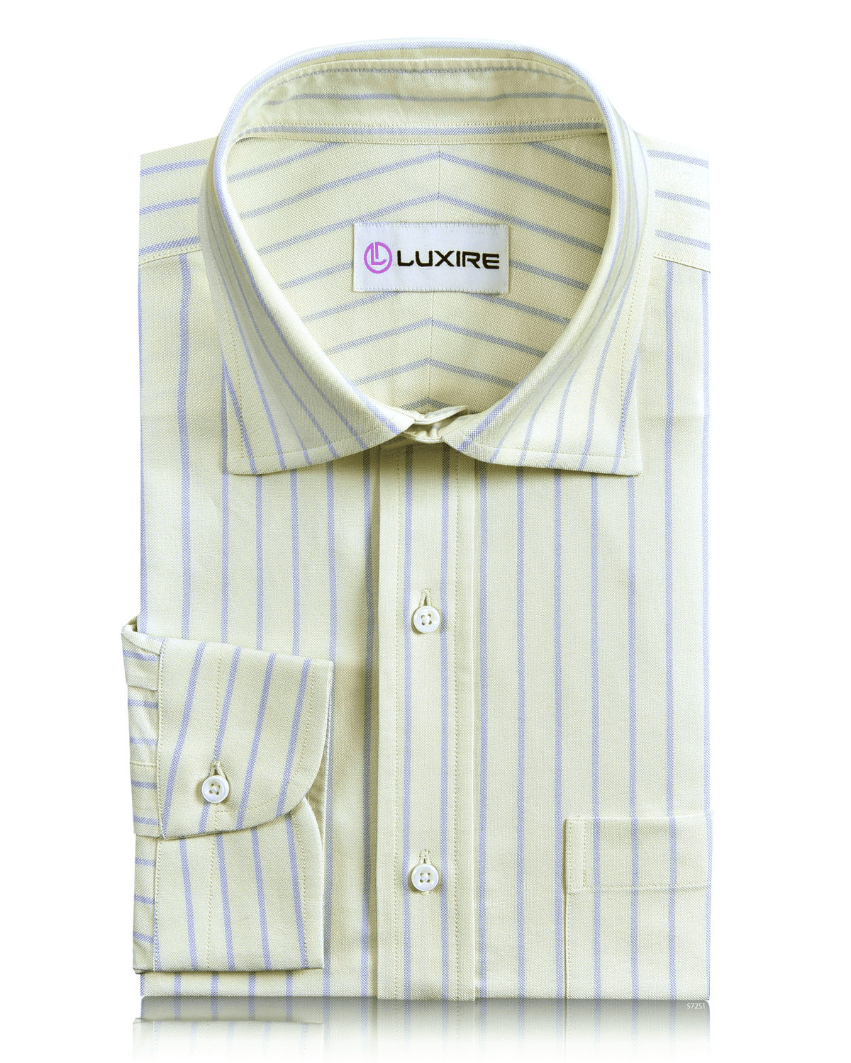 Classic Oxford Blue Dress-Stripes on Moss-Green Shirt - 1