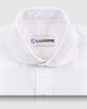 Collar of the custom oxford shirt for men by Luxire in white pinpoint