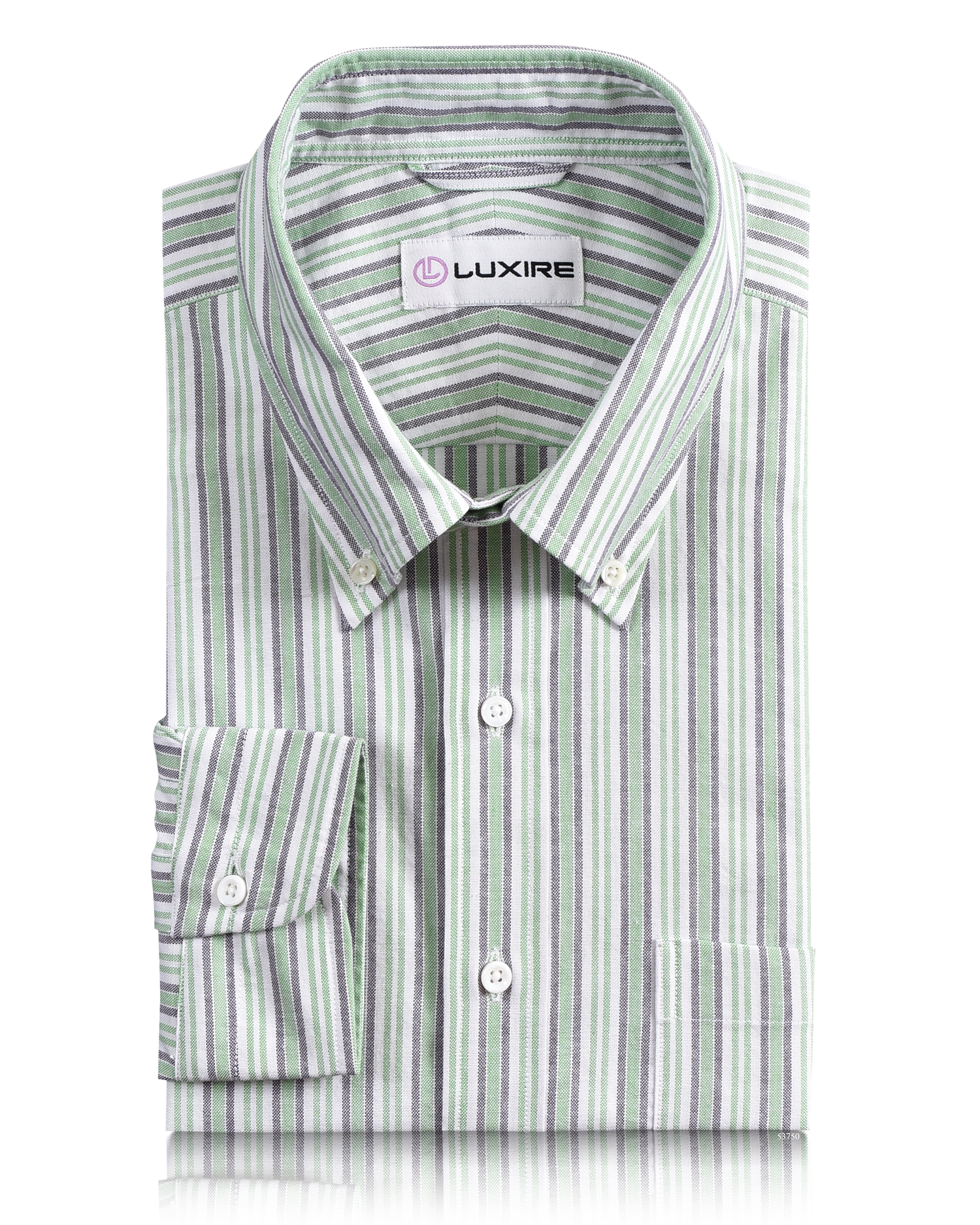 Front of the custom oxford shirt for men by Luxire in shades of green