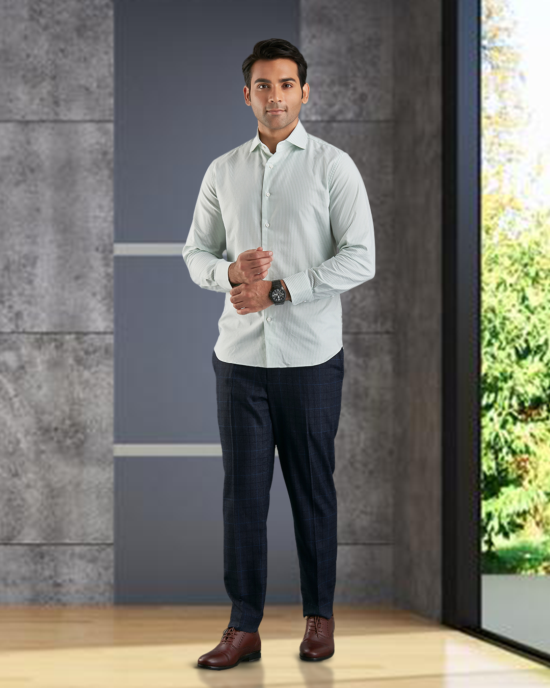Classic Oxford: Light Green University Stripes Shirt - 5