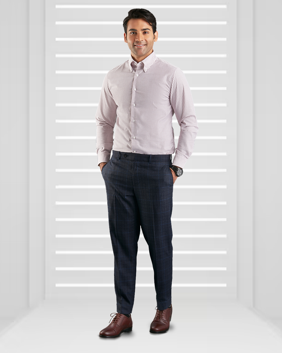 Maroon University Stripes Oxford Shirt - 2