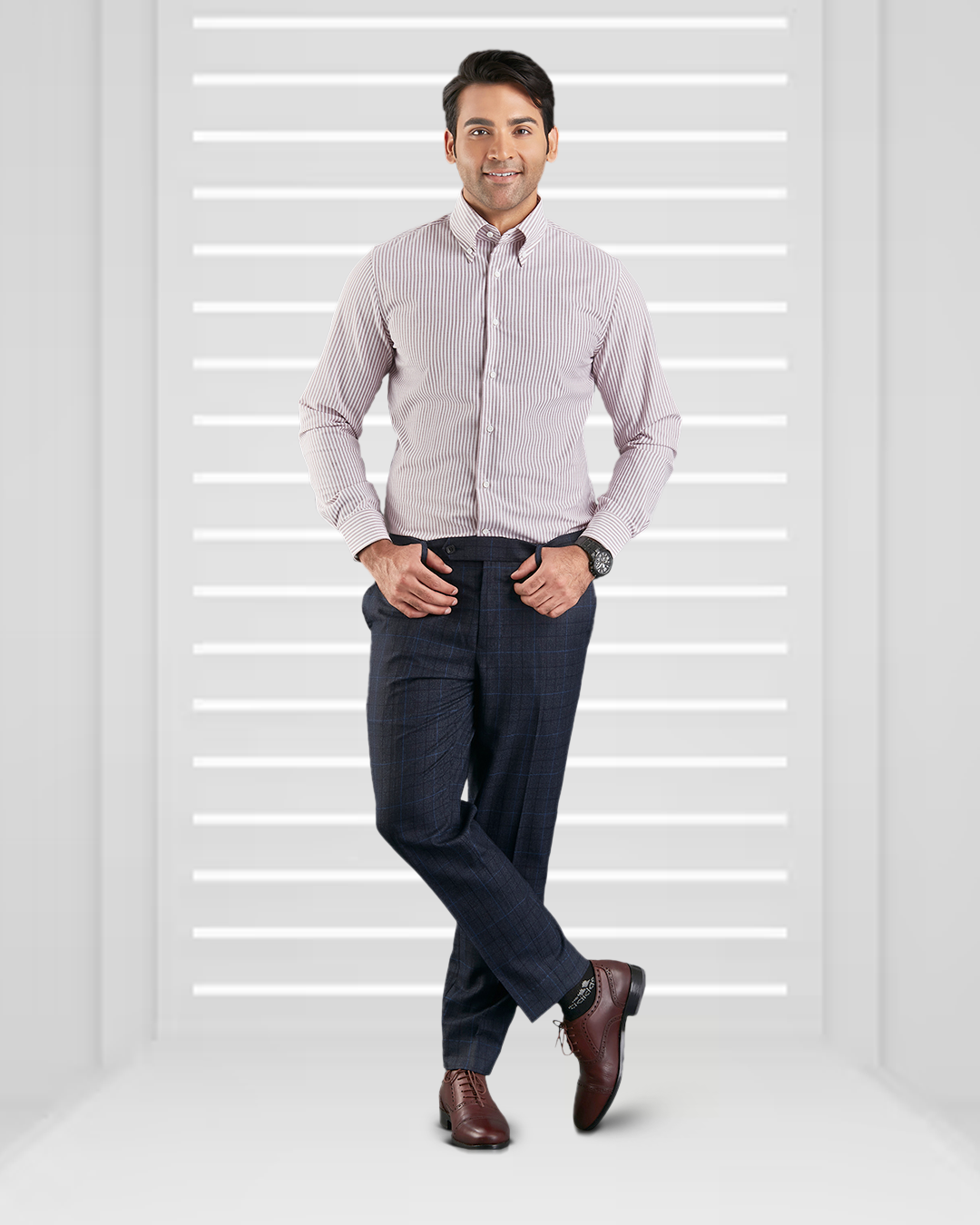 Maroon University Stripes Oxford Shirt - 3
