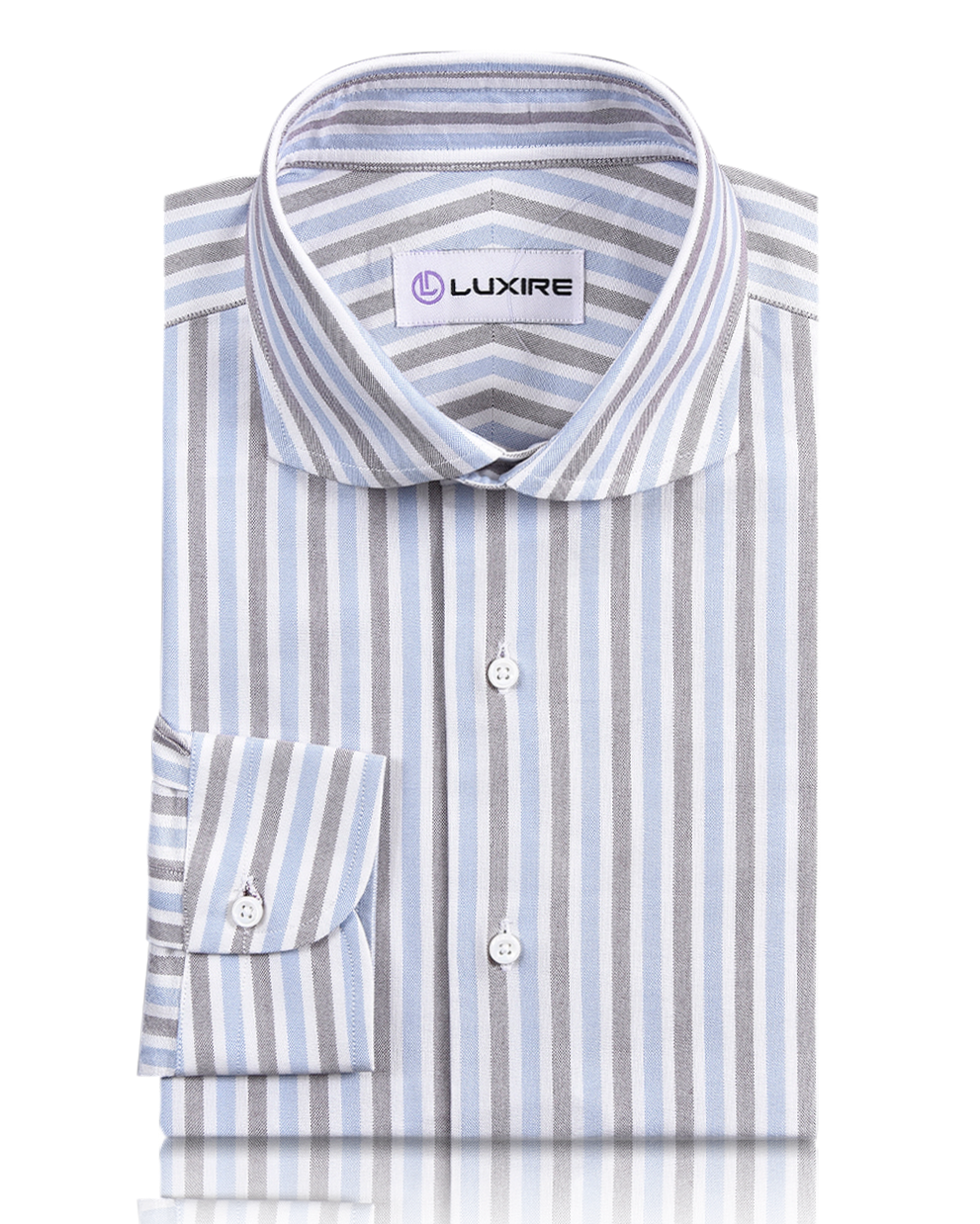 Maroon Blue On White Classic Oxford Shirt - 6