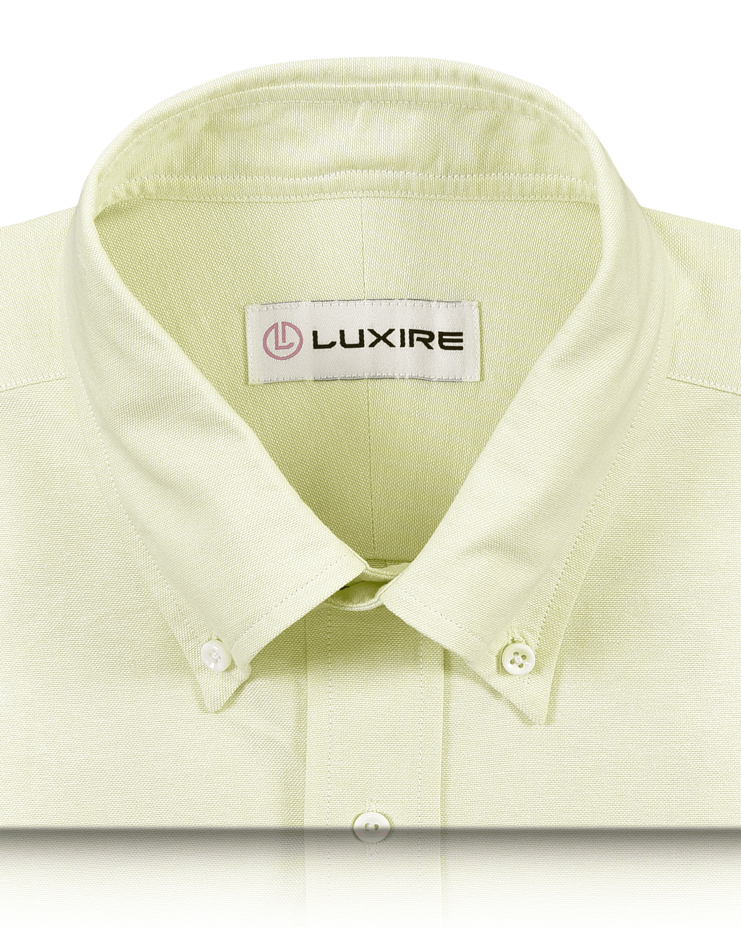 Collar of the custom oxford shirt for men by Luxire in pale green