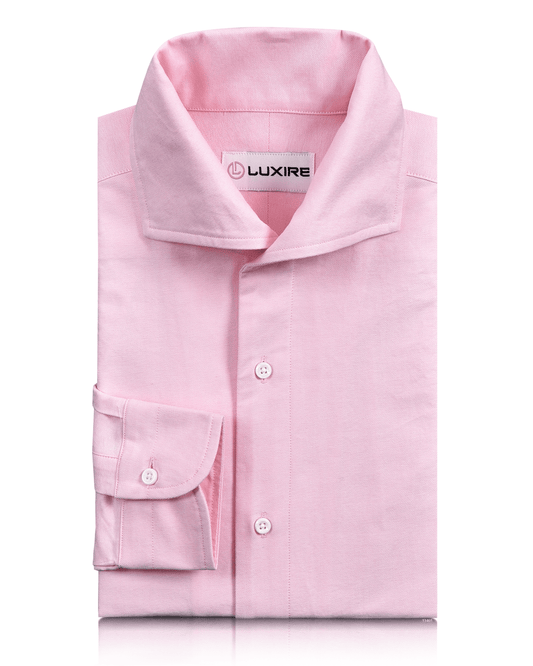 Front of the custom oxford shirt for men by Luxire in pink