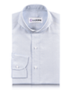 Front of the custom oxford shirt for men by Luxire in sky blue brembana pinpoint