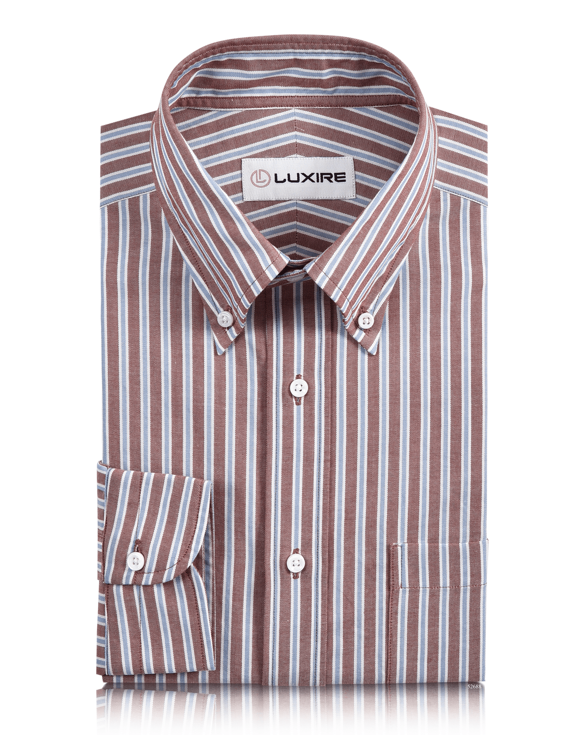 Blue White Rust Stripes Oxford Shirt - 1