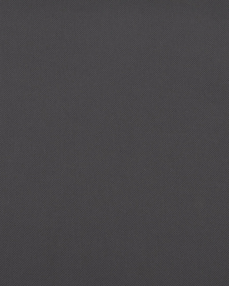 Close up of the custom oxford polo shirt for men by Luxire in ash grey