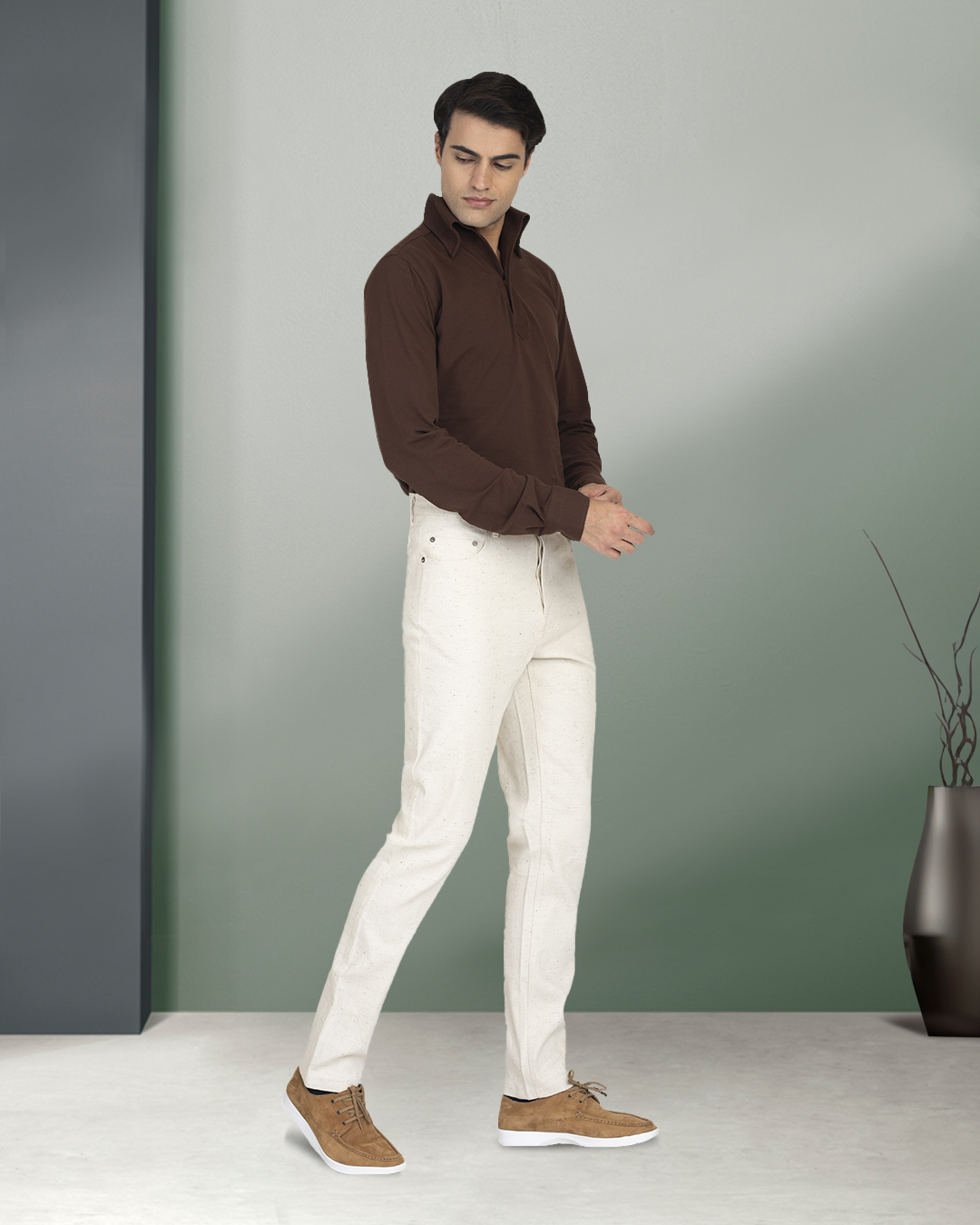 Brown Pique Polo T-Shirt - 5