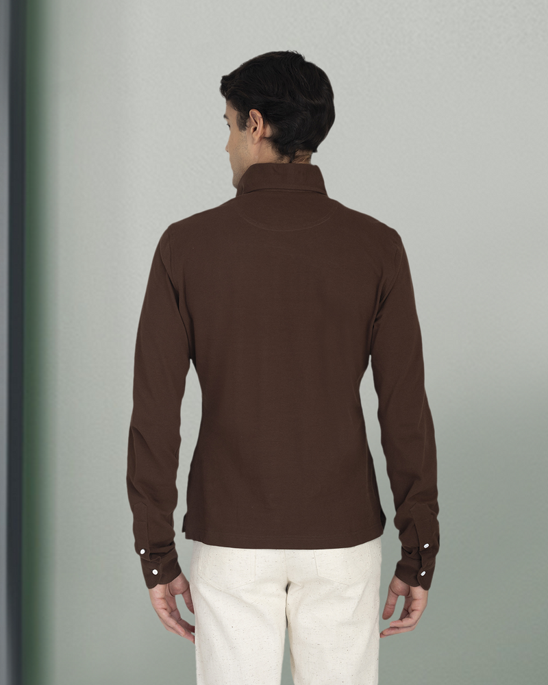 Brown Pique Polo T-Shirt