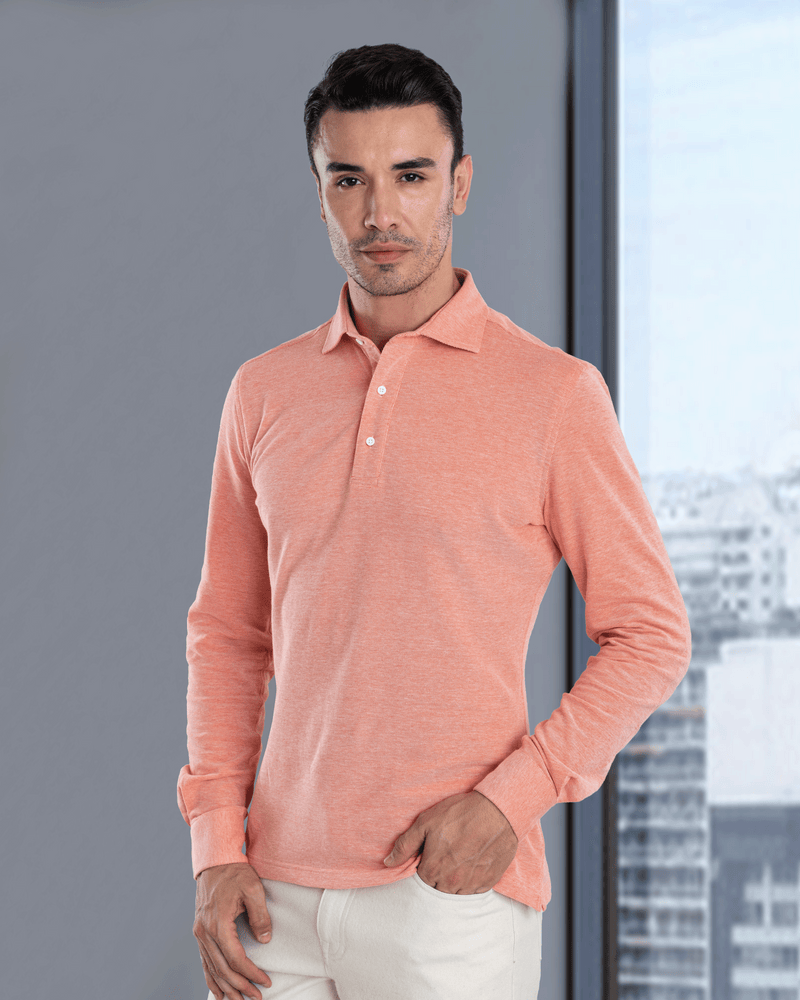 Orange White Heather Polo T-Shirt