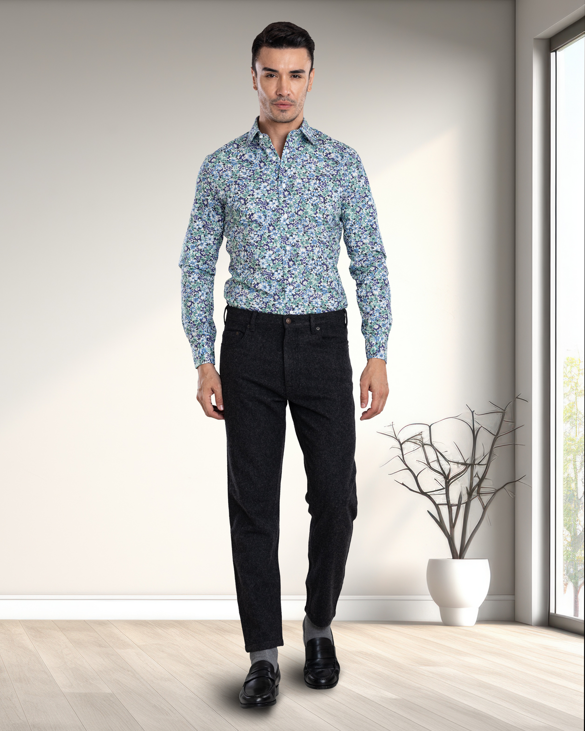 Charcoal Grey Wool Jeans - 2