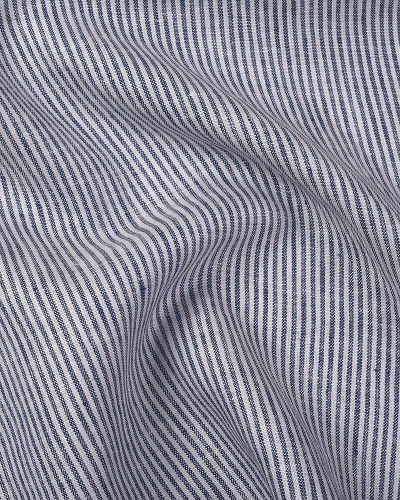 Blue White Stripes  Linen