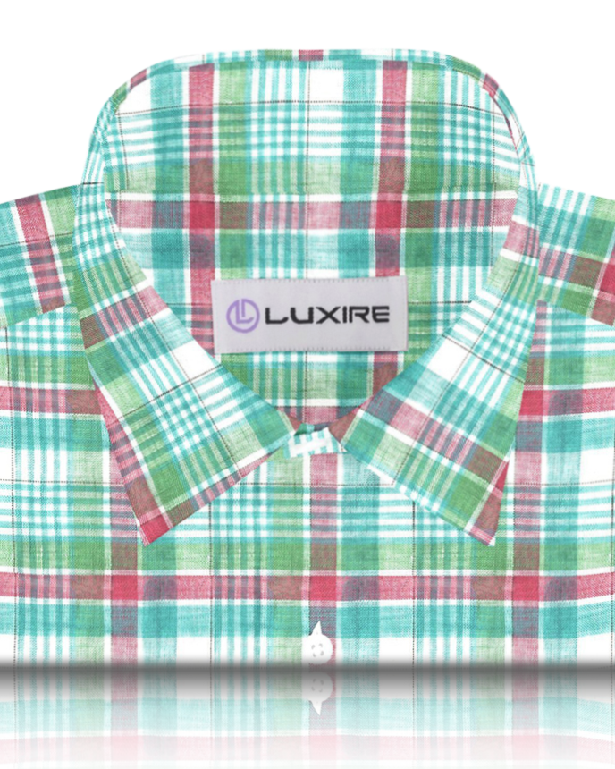 Green Red Madras Linen Shirt - 2