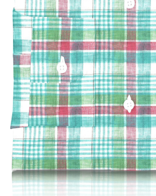 Green Red Madras Linen Shirt