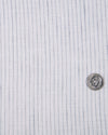 Linen:Vertical Grey Pinstripes on white