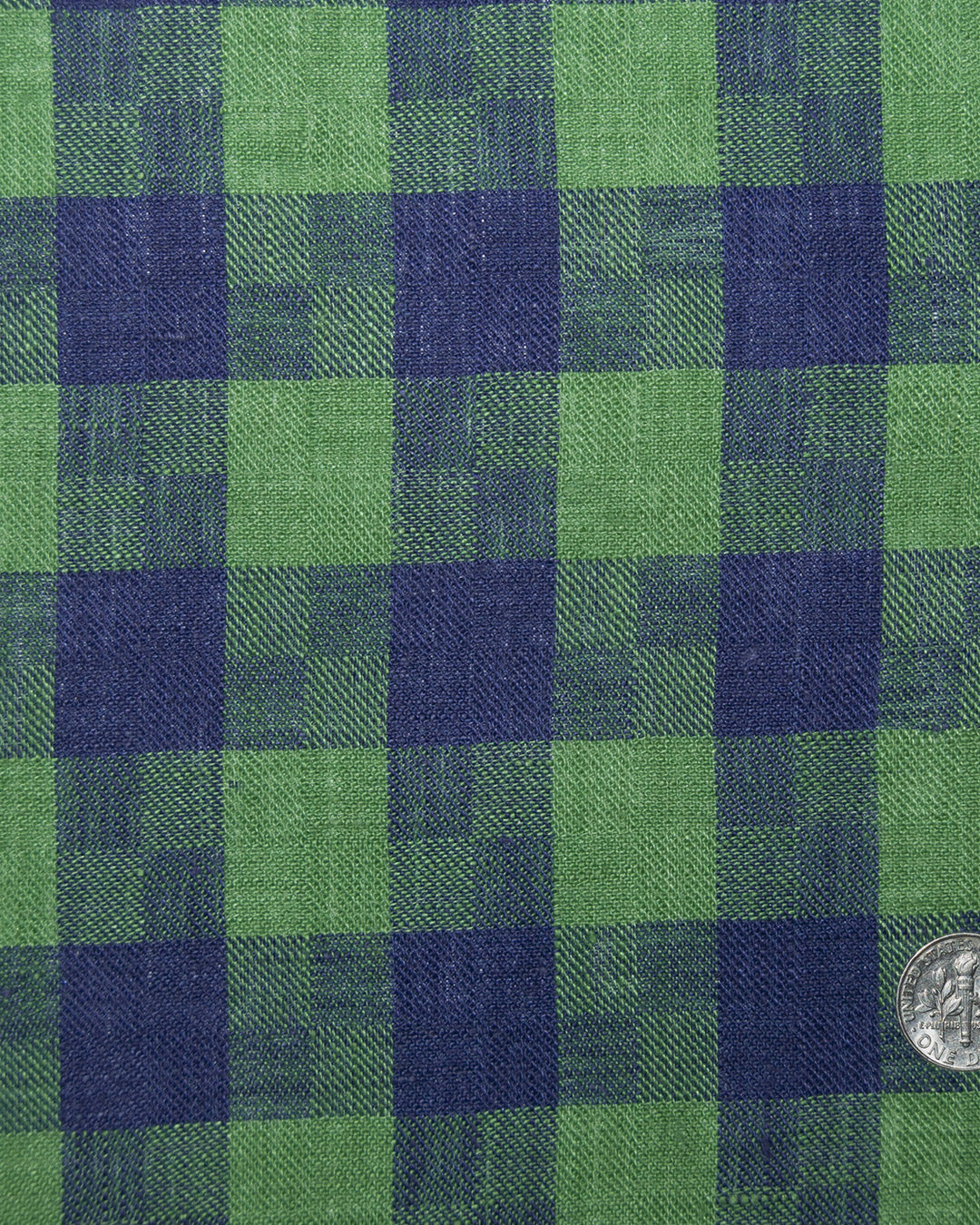 Linen: Indigo Blue Green Madras Gingham - 4