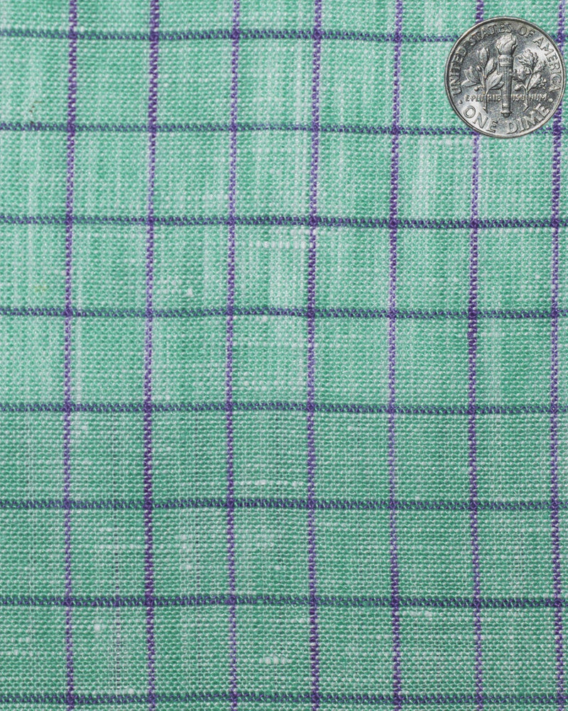 Linen: Persian Green With Pink Blue Pin Graph Checks