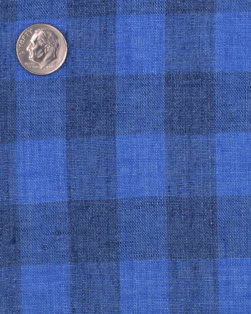Linen: Shark Blue Casual Gingham