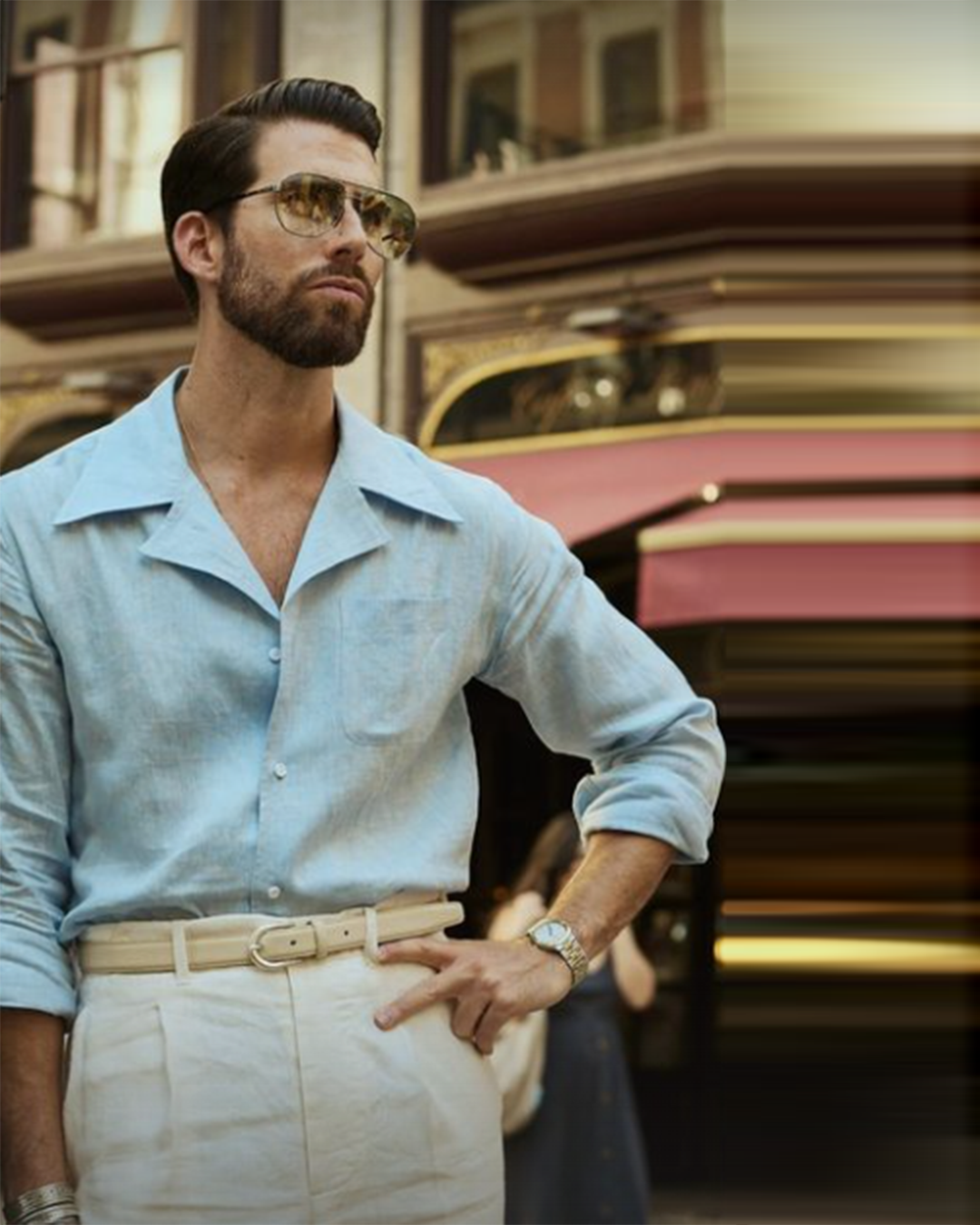 Summer Camp Collar Shirt in Sky Blue Linen - 3