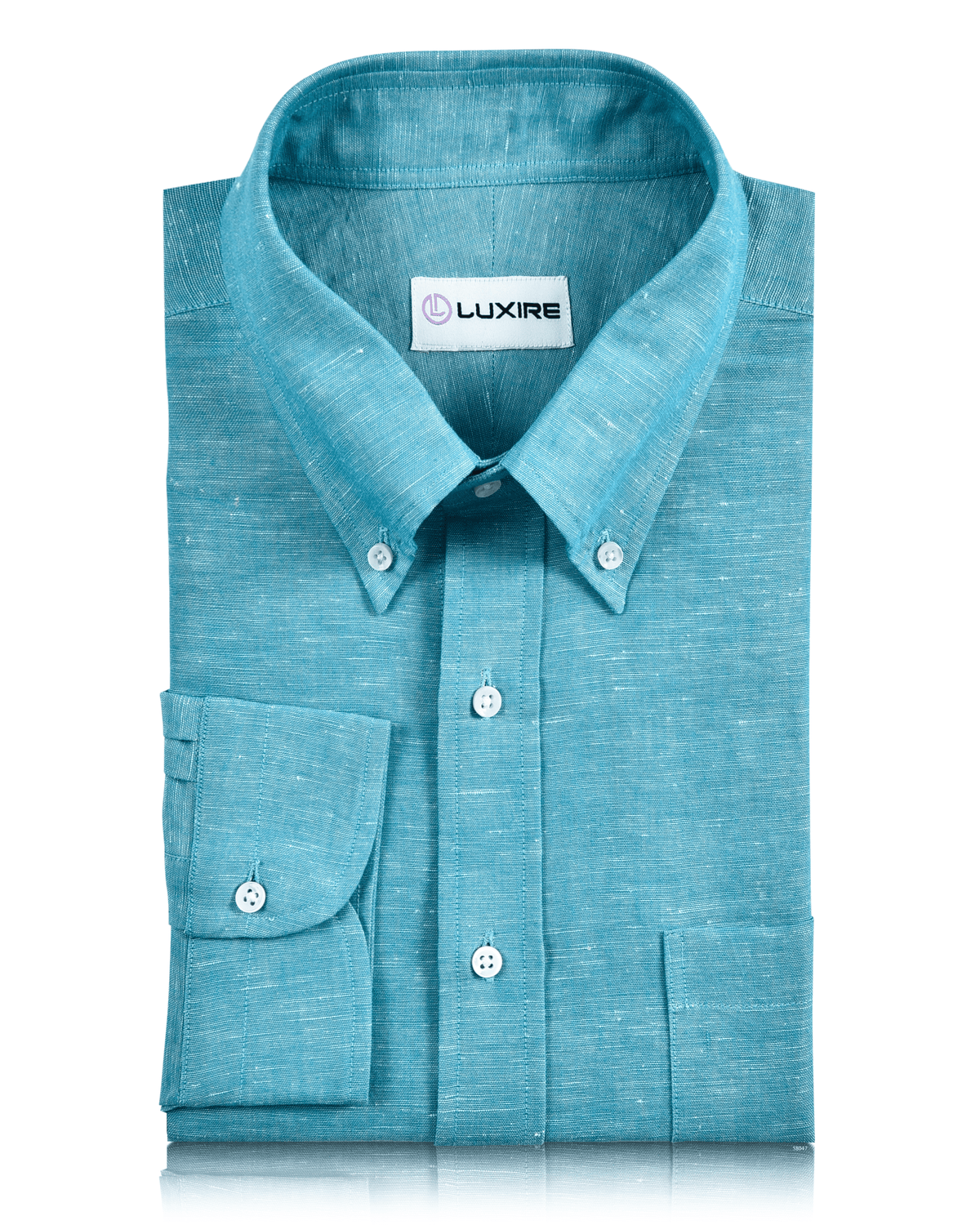 Cotton Linen: Turquoise Blue Chambray Shirt - 1