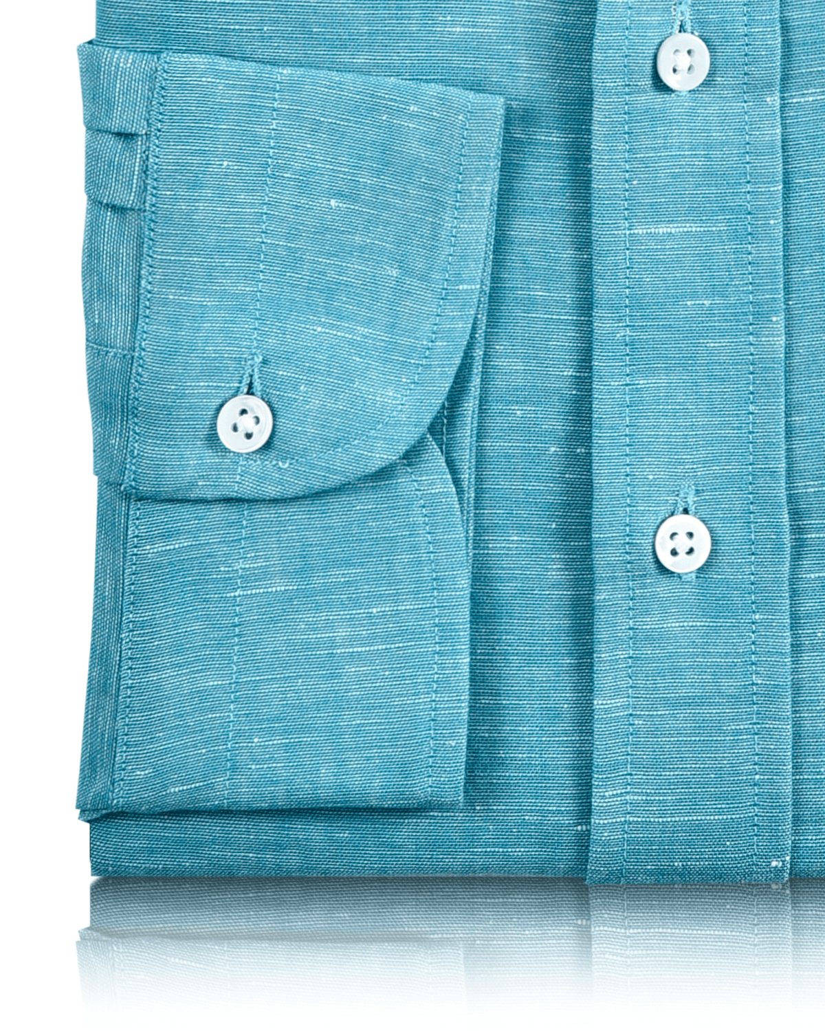 Cotton Linen: Turquoise Blue Chambray Shirt - 3