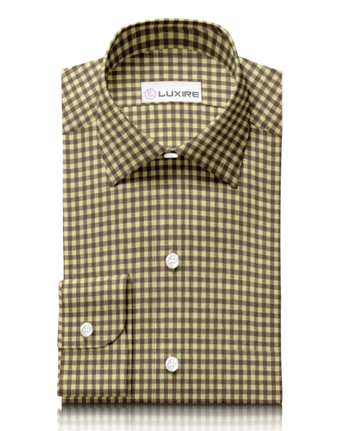 Linen:Yellow Brown Gingham Checks Shirt - 1