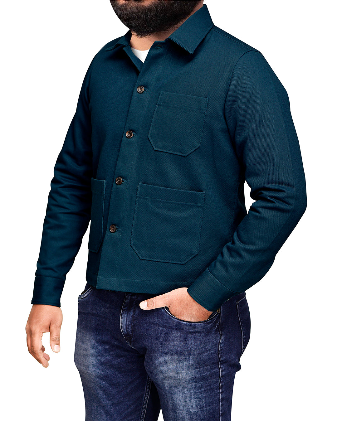 Dark Teal Denim Shirt Jacket - 2