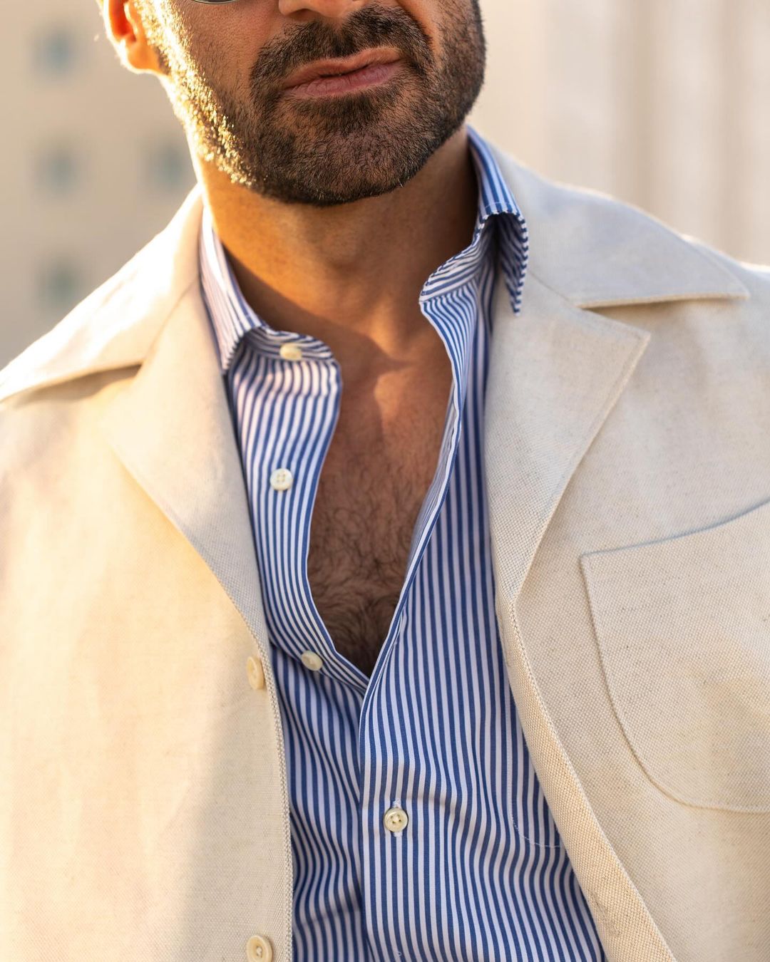 Linen Vintage Cream Birdseye Shirt Jacket - 7
