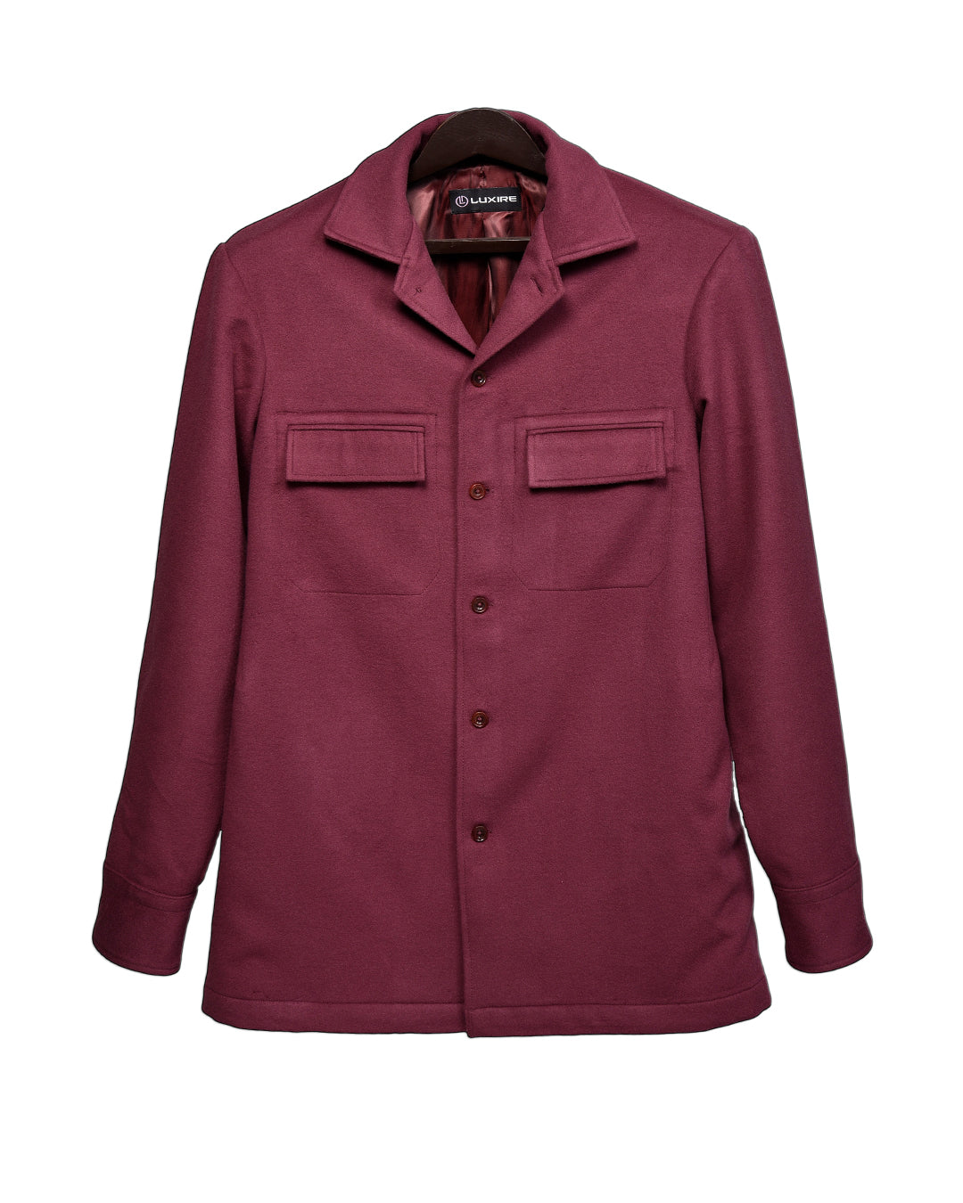 Zegna Maroon Cashco Moleskin Shirt Jacket - 1