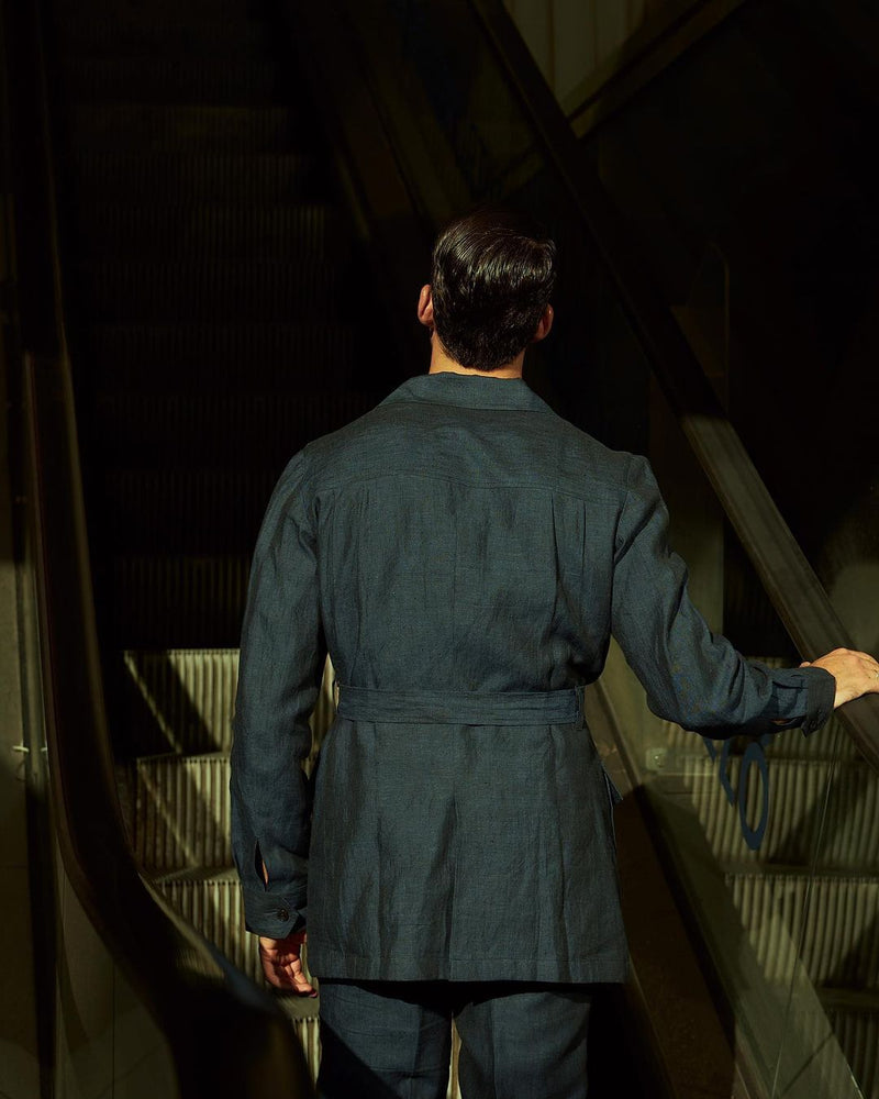 Safari Jacket in Linen Dark Indigo