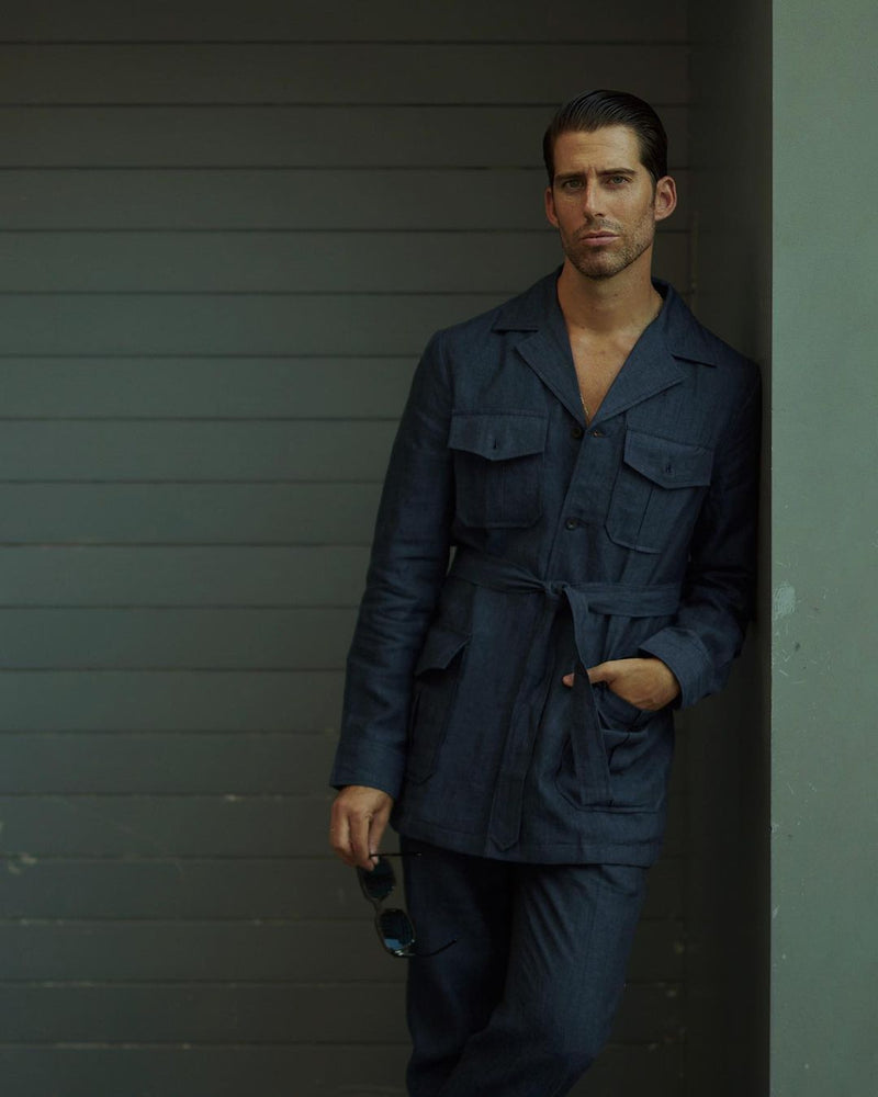 Safari Jacket in Linen Dark Indigo