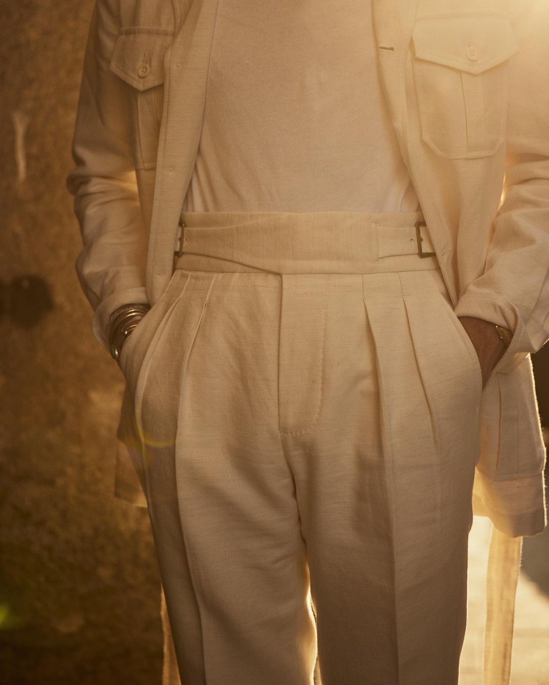 Safari Jacket in Linen Cotton Canvas Off White - 9
