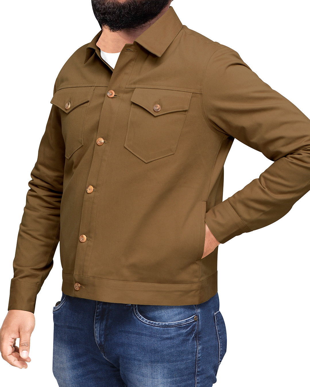 Khaki Twill Shirt Jacket - 5