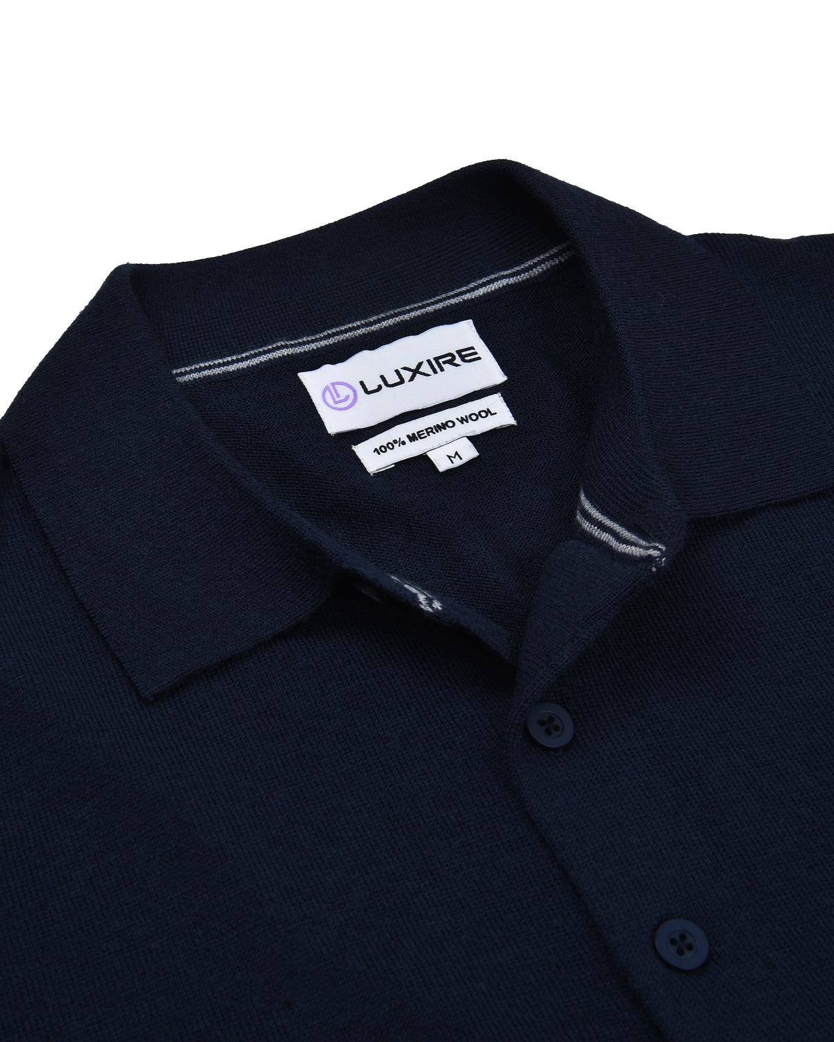 EZS Merino Wool Navy Long Sleeve Polo - 6