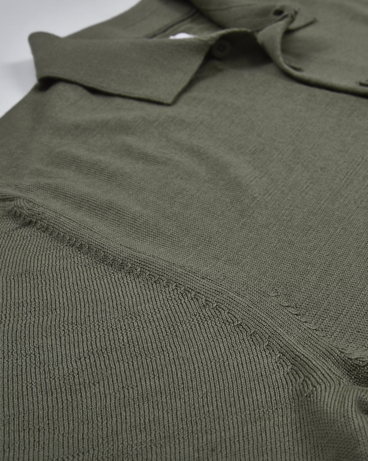 EZS Merino Wool Pale Olive  Long Sleeve Polo - 7