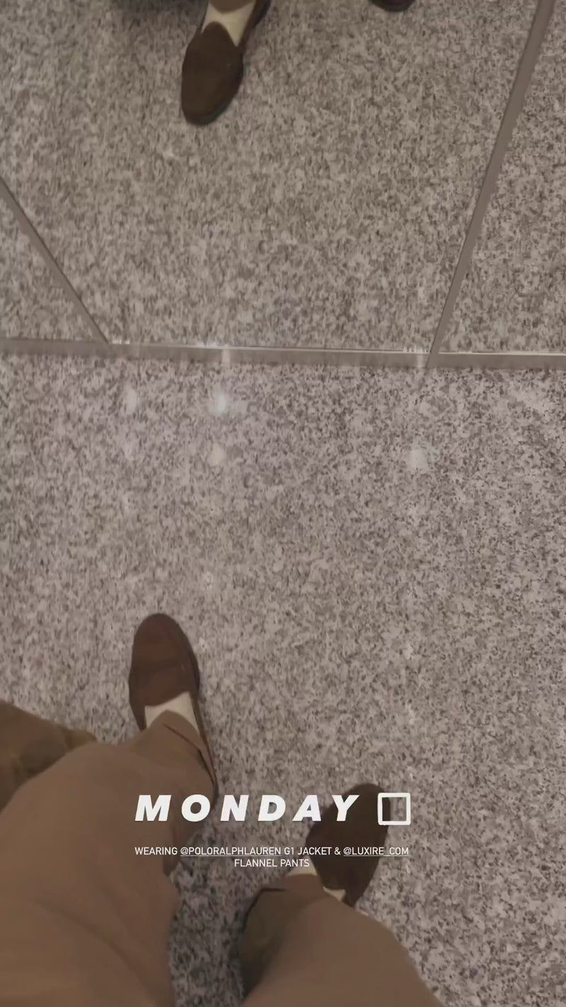 VBC: Sand Woolen Flannel High Rise Pant