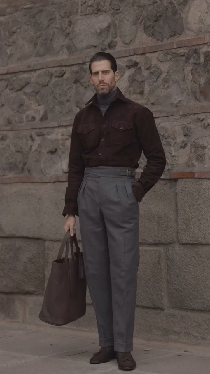 Gurkha Pant in Dugdale Dark Grey Wool Flannel