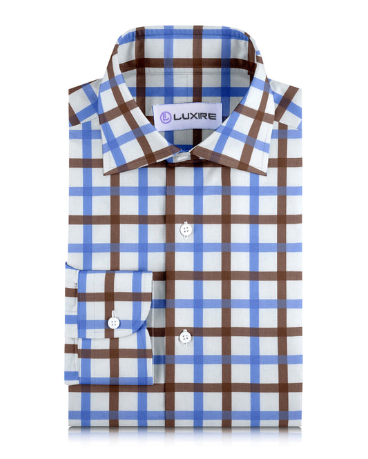 Monti Brown Blue Windowpane Tattersall