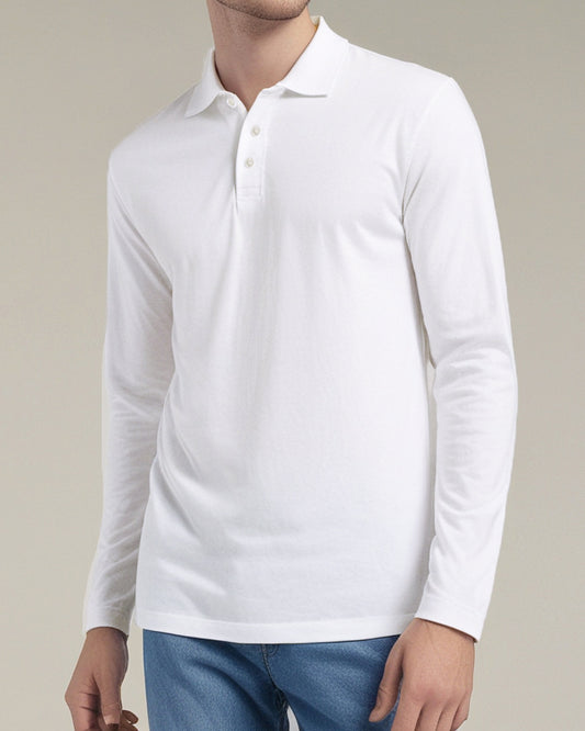 EZS Aria White Long Sleeve Polo