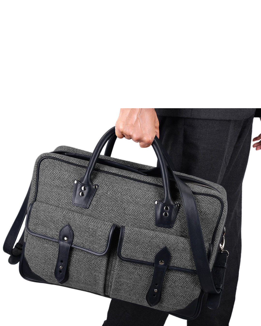 Luxire Portfolio Office Bag in Leather and Wool - 2