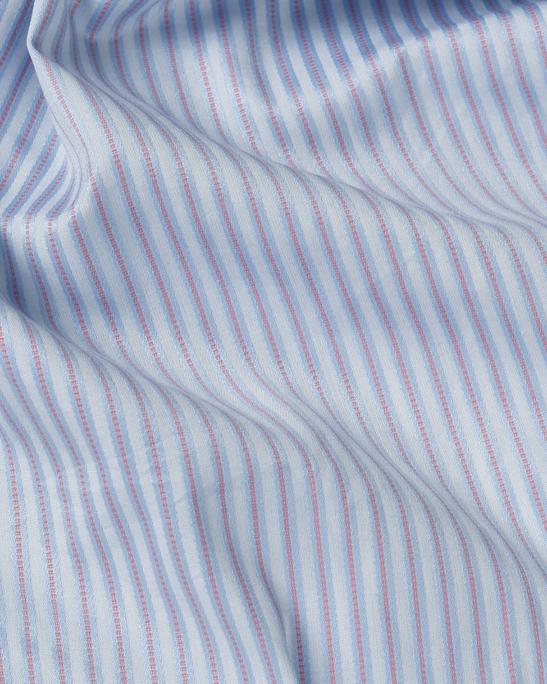 Pink Blue Satin Stripes on Pale Blue Shirt - 4